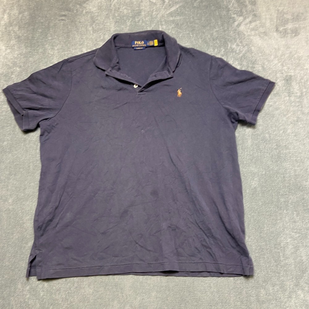 Polo Ralph Lauren Classic Fit Polo Shirt Mens Large Navy Blue Collar Golf Tennis